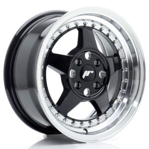 Колесный диск JR Wheels JR6 15x7 ET35 4x100 Gloss Black w/ Machined Lip JR615704H3567GBL1