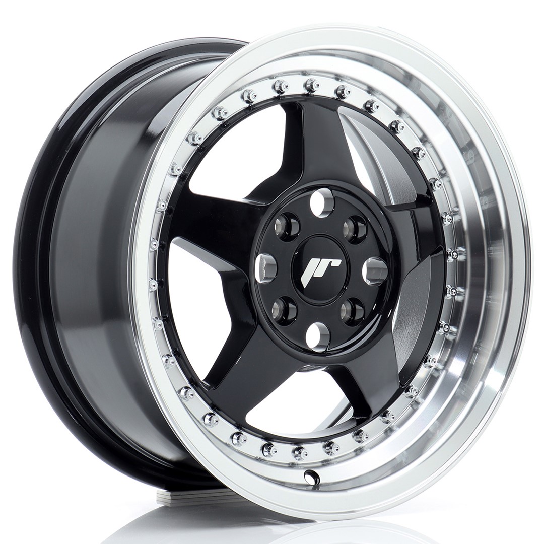 Колесный диск JR Wheels JR6 15x7 ET35 4x100 Gloss Black w/ Machined Lip JR615704H3567GBL1