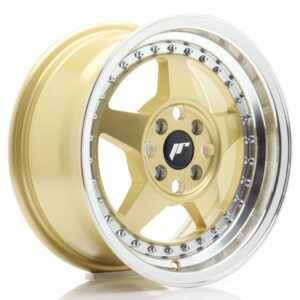 Колесный диск JR Wheels JR6 15x7 ET35 4x100 Gold w/ Machined Lip JR615704H3567GDL1