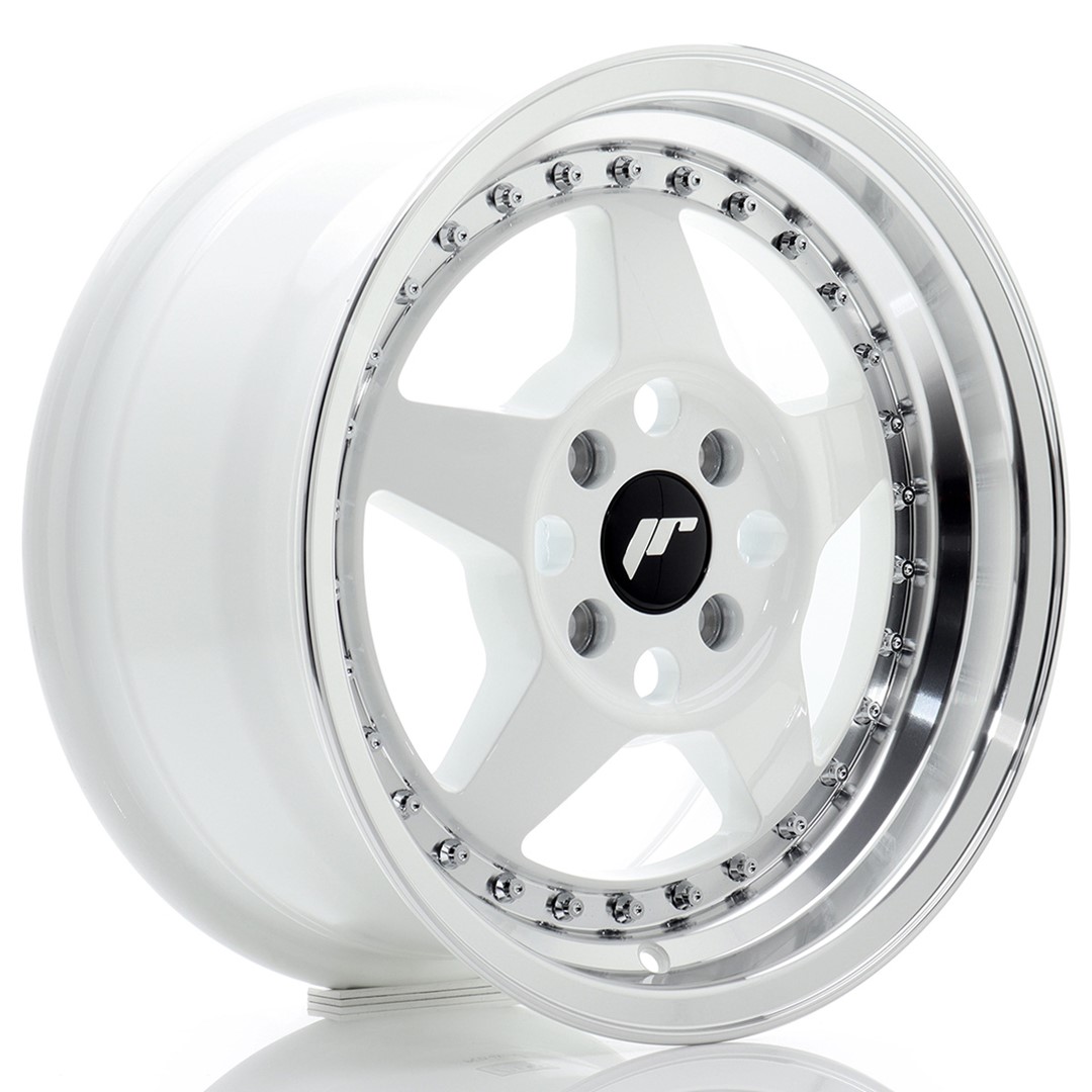 Колесный диск JR Wheels JR6 15x7 ET35 4x100 White w/ Machined Lip JR615704H3567WL1