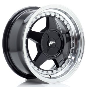 Колесный диск JR Wheels JR6 15x7 ET20-35 4H BLANK Gloss Black w/ Machined Lip JR615704X2067GBL1