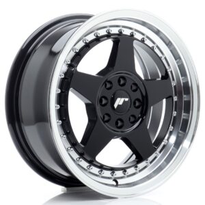 Колесный диск JR Wheels JR6 16x7 ET25 4x100/108 Gloss Black w/ Machined Lip JR6167142567GBL1